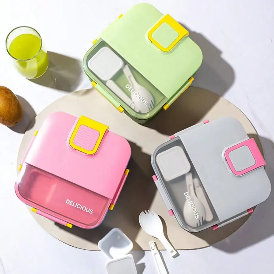 1pc lunch box for office workers, with cutlery, individually sealed compartments, portable lunch box, salad box - 3