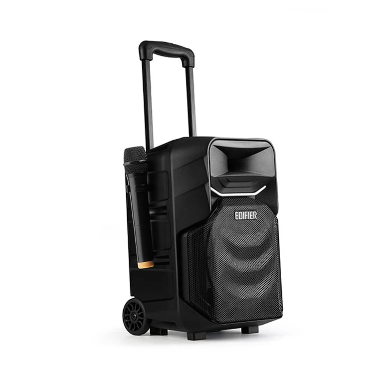 street use wooden charging 8'' subwoofer mobile bt wireless karaoke trolley speaker
