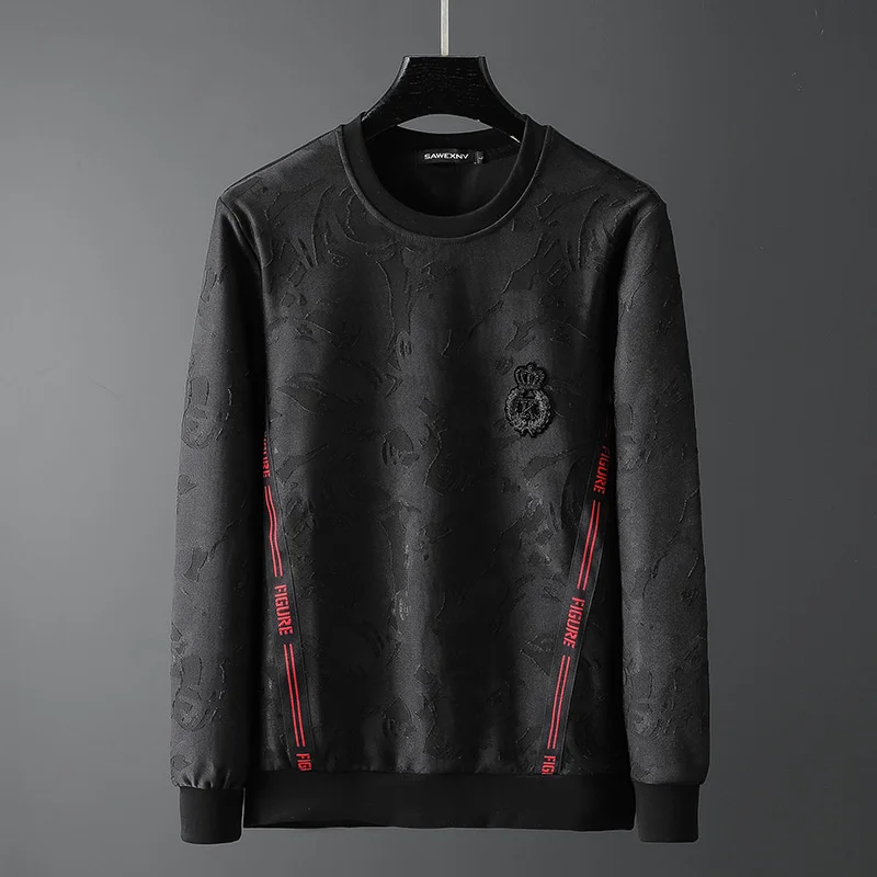 

Luxury brand Luxurious jacquard round neck sweater men's dark pattern embroidery logo bee tide ins long sleeve t-shirt black aut