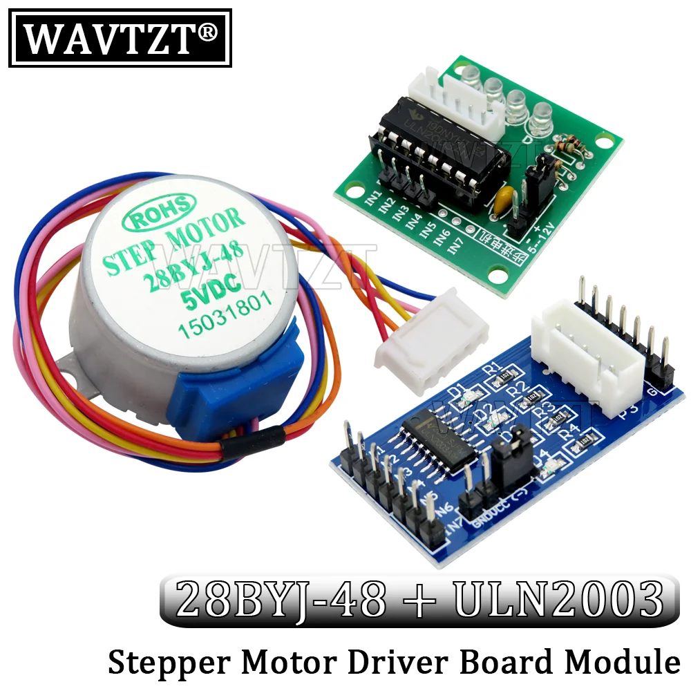 WAVTZT 1x 28BYJ-48-5V 4 phase 5 line Stepper Motor + Driver Board Module ULN2003 for Arduino |
