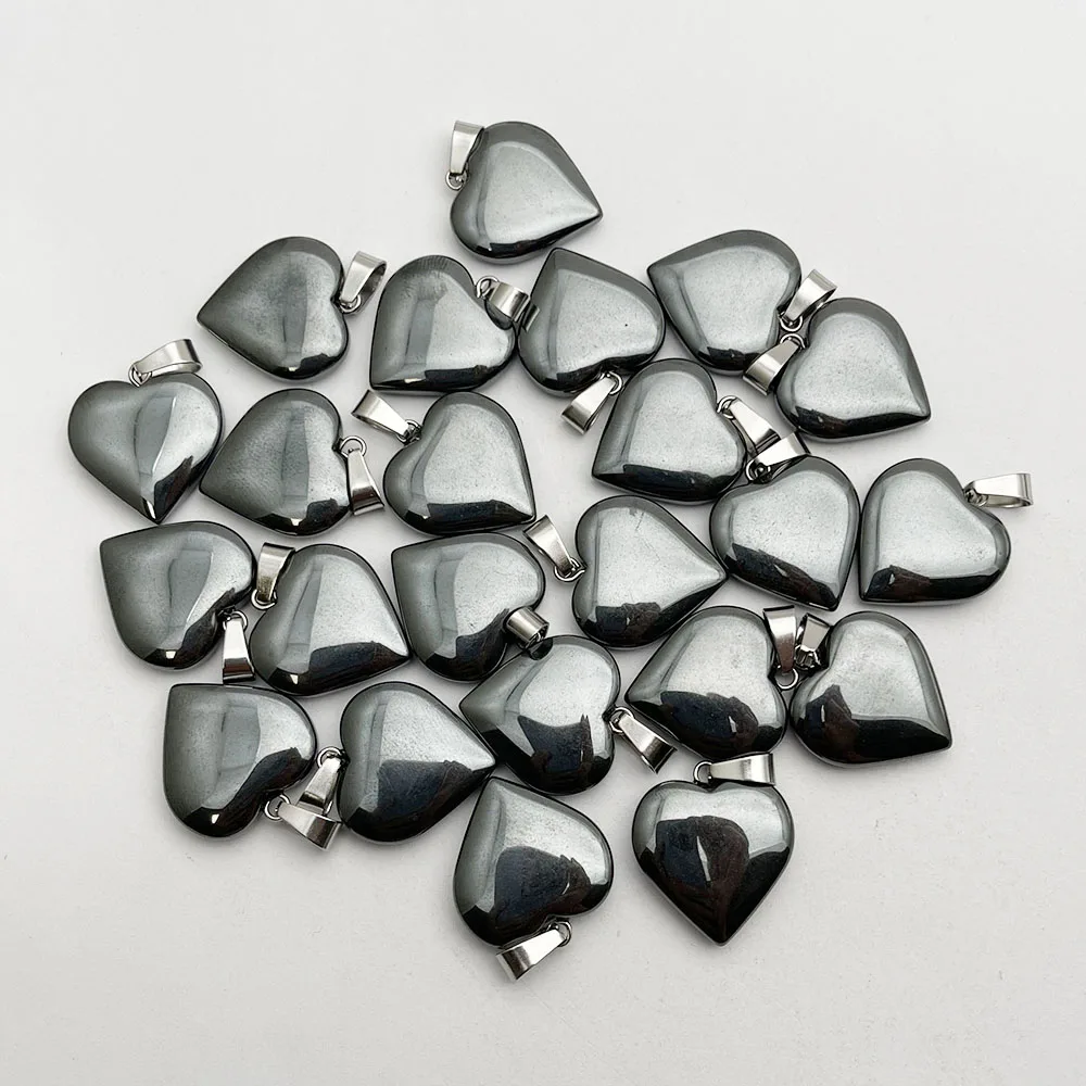 fashion new Good quality Natural Hematite gem Stone heart Pendant necklace Jewelry Making Charm accessories Gift 2