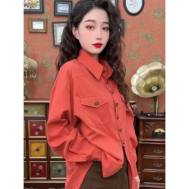 

SuperAen корейский стиль Высококачественная рубашка осеннее платье женская Свободная рубашка нового дизайна 2024 года для женщин