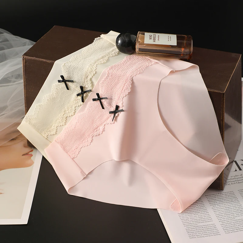 Dreieckiges Höschen-Set, Unterhose, Damen-Unterwäsche für Damen, Eisseide, ultradünne Höschen, Damen-Dessous, sexy Slips, Spitze – Detail 12