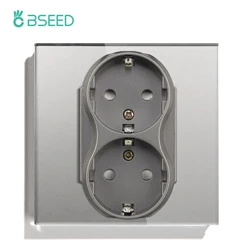 BSEED Stylish Glass Panel Dual Power Outlets, White & Black - Gray
