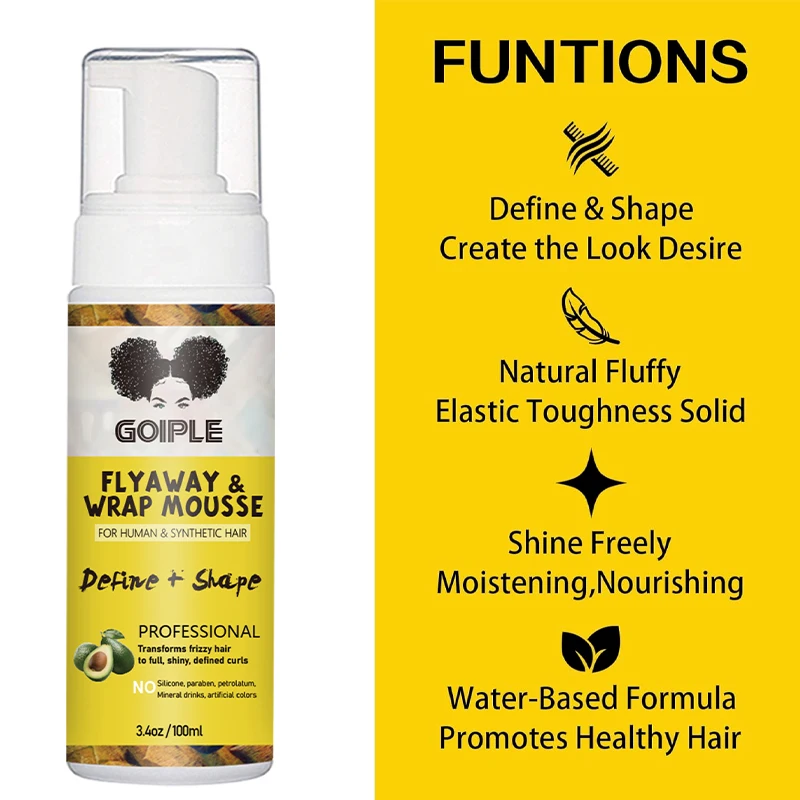 Curly Hair Mousse 100ML Small Size Natural Hair Styling Foam for Curls Wigs Locs Edges Organic Hair Mousse for Curly
