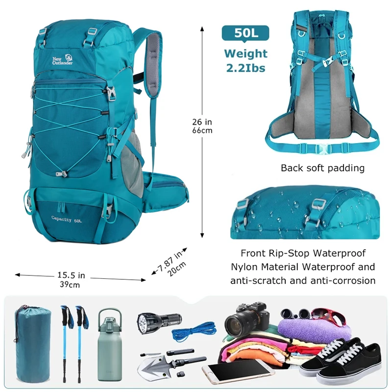 Mochila de senderismo de 50L, bolsa de escalada, Camping, Mochila de  Trekking, mochilas de Montañismo impermeables al aire libre, Mochila  deportiva Molle - AliExpress