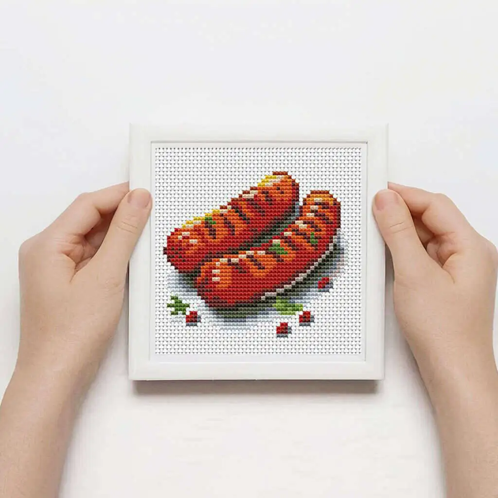 12Pcs 맛있는 음식 크로스 스티치 키트 판매 11Ct 인쇄 패브릭 자수 공예 및 창의력 벽 장식 거실