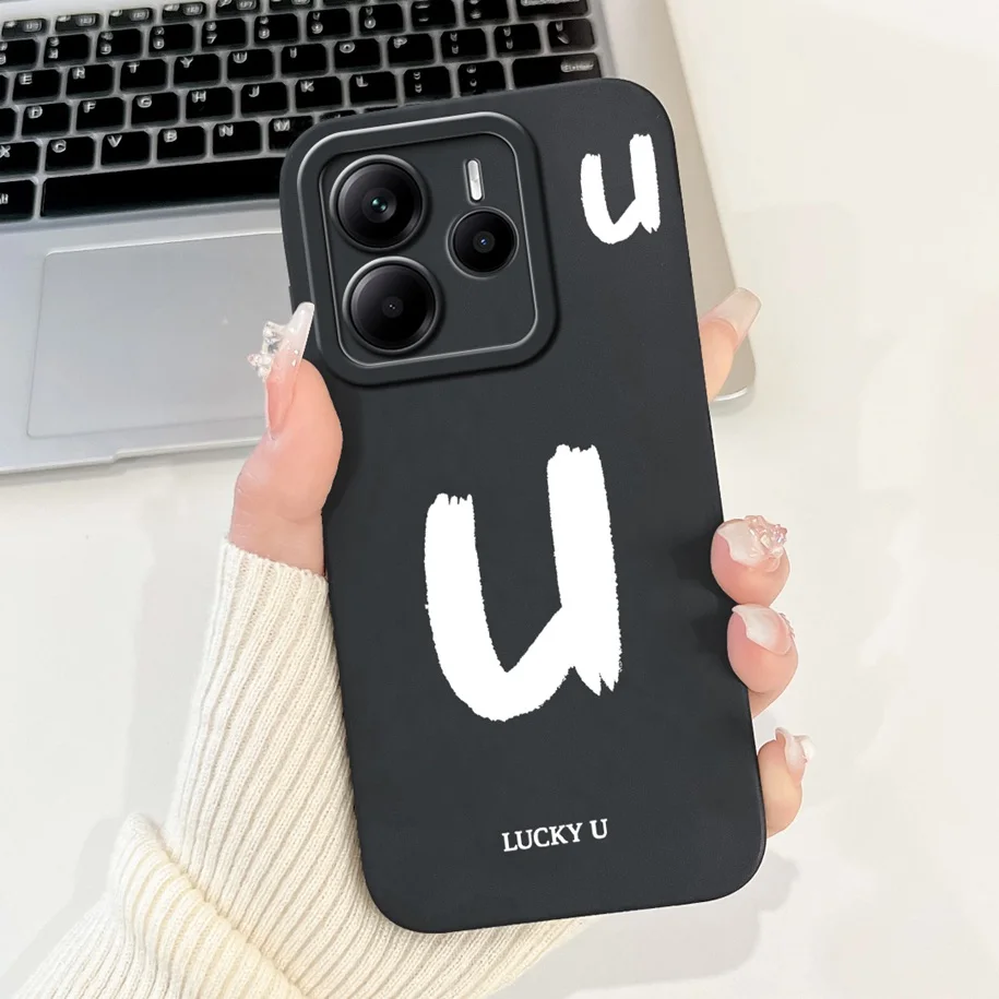 Cute Letters Soft Silicone Phone Case - Global Cover for Xiaomi Redmi Note 14 2025