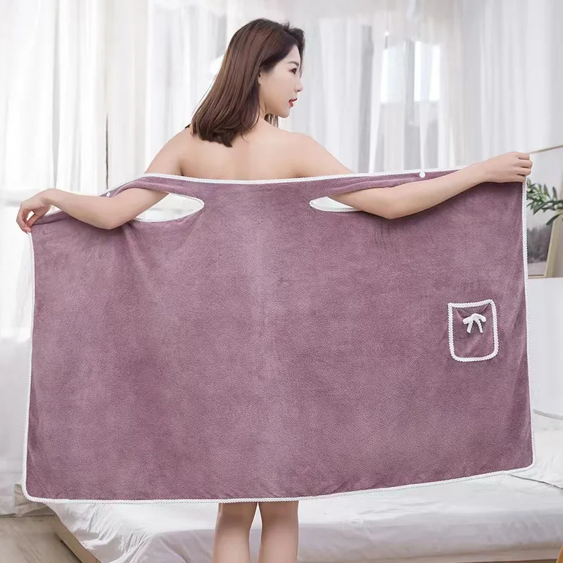 Pocket Coral Velvet Shower Skirt Strong Absorbent For Women