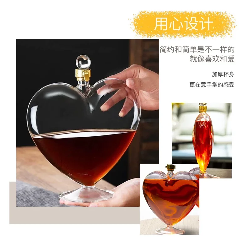 Description Picture 3 of itemExquisite Fashion 1000ml Heart-Shaped Wine Bottle Sealed Whiskey Vodka Sake Shochu Decanter Decoration Hip Flask Gift Jug