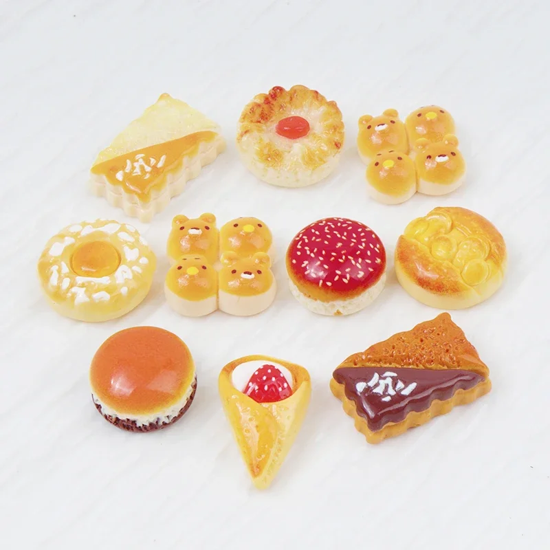 송진 음식 빵 케이크 플랫백 시뮬레이션 음식 아트 공급 카보숑 DIY 공예 장식 인형 집 액세서리, 10 개, 100 개