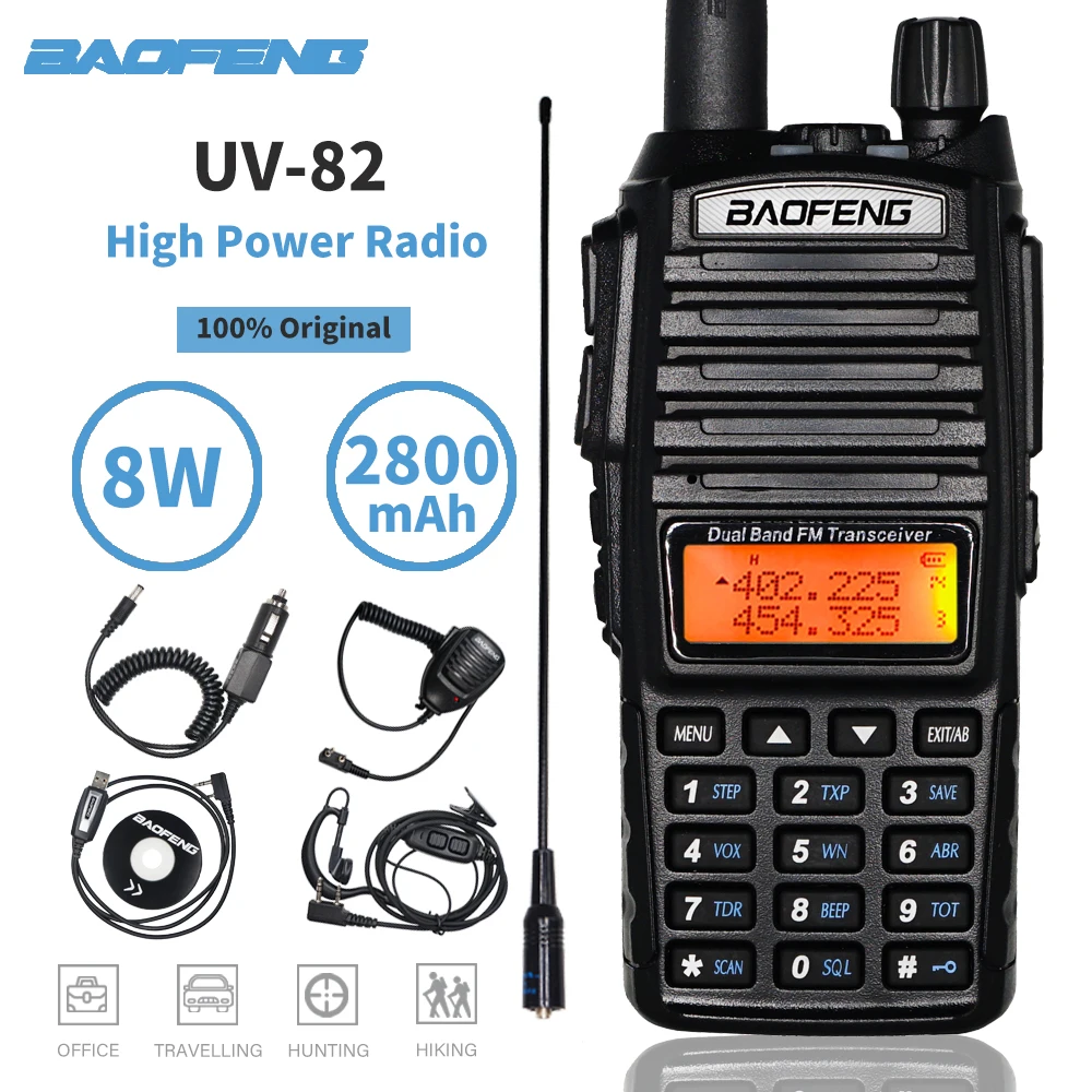

New UV-82 8W Walkie Talkie Optional 5W Baofeng Radio UV82 Dual PTT Two Way Radio Dual Band UHF VHF Radio 10 KM Baofeng UV-82 HP