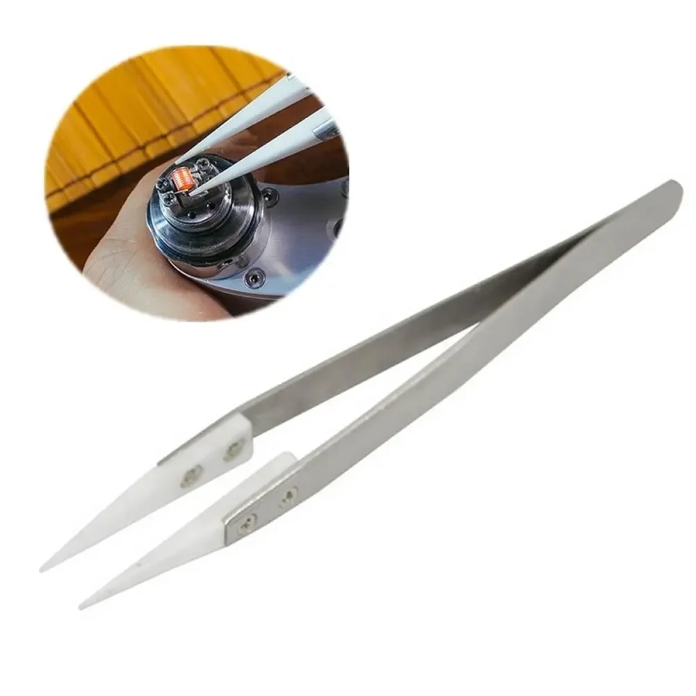 5" Heat Resistant and Non-Conductive White Ceramic Tweezers Heat Resistant to High Temperatures for Pinching Coils While Firing