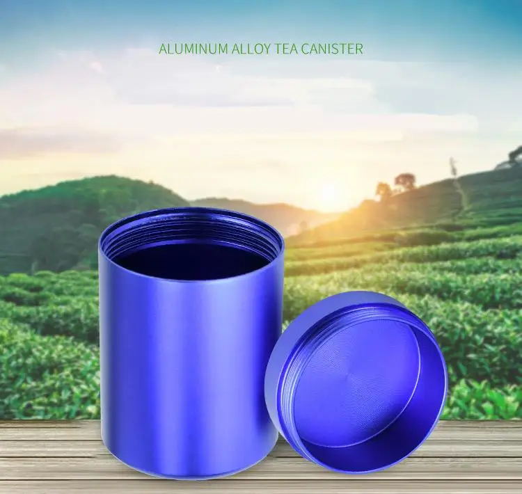 tea tin box tea canister Fashion Metal Aluminum Sealed Cans Portable Travel Tea Airtight Smell Proof Container Stash Jar Soild Color