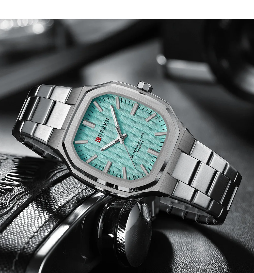 CURREN 8458 Men Quartz Watch Fashion Business Simple Leisure Silvery Stainless Steel Strap Wristwatch 2