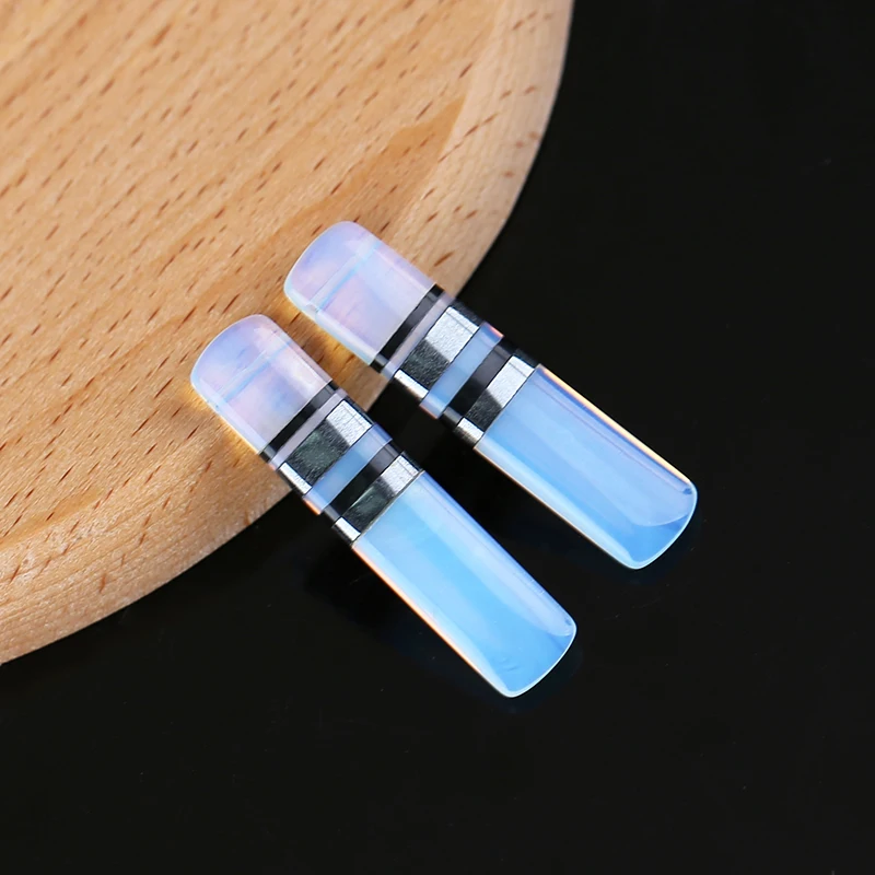 New Design Semiprecious Stones Jewelry Hematite,Obsidian,Opalite Intarsia Earring Beads 38x9x4mm 8g
