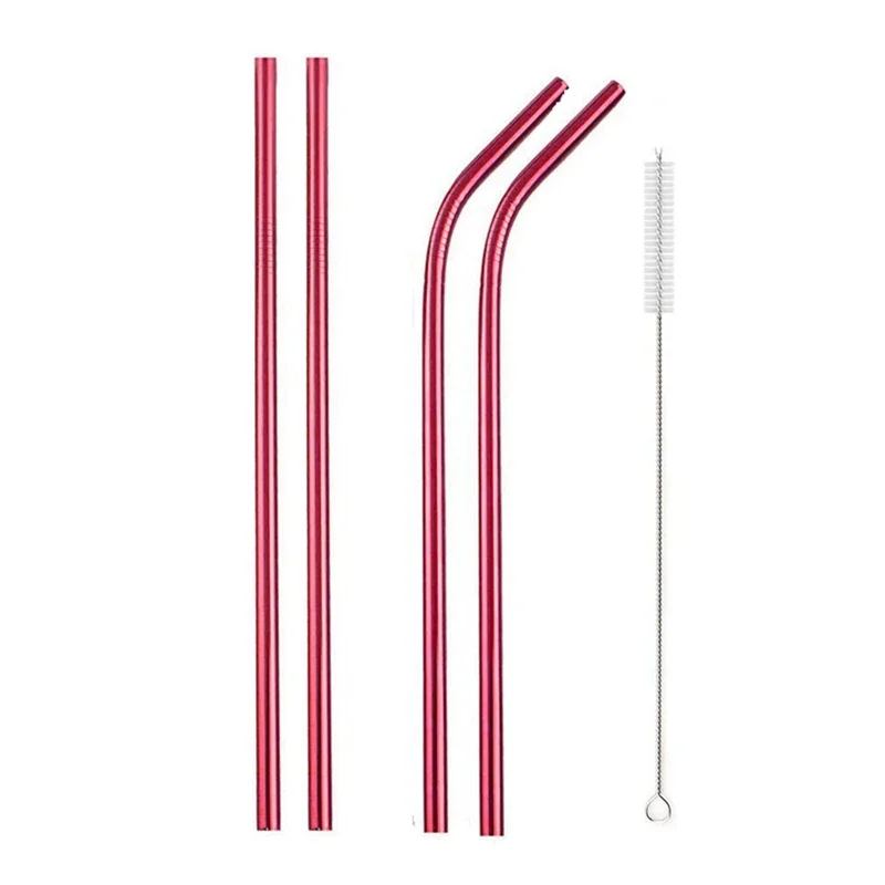 Eco-Friendly Stainless Steel Reusable Straw Set with Cleaning Brushes