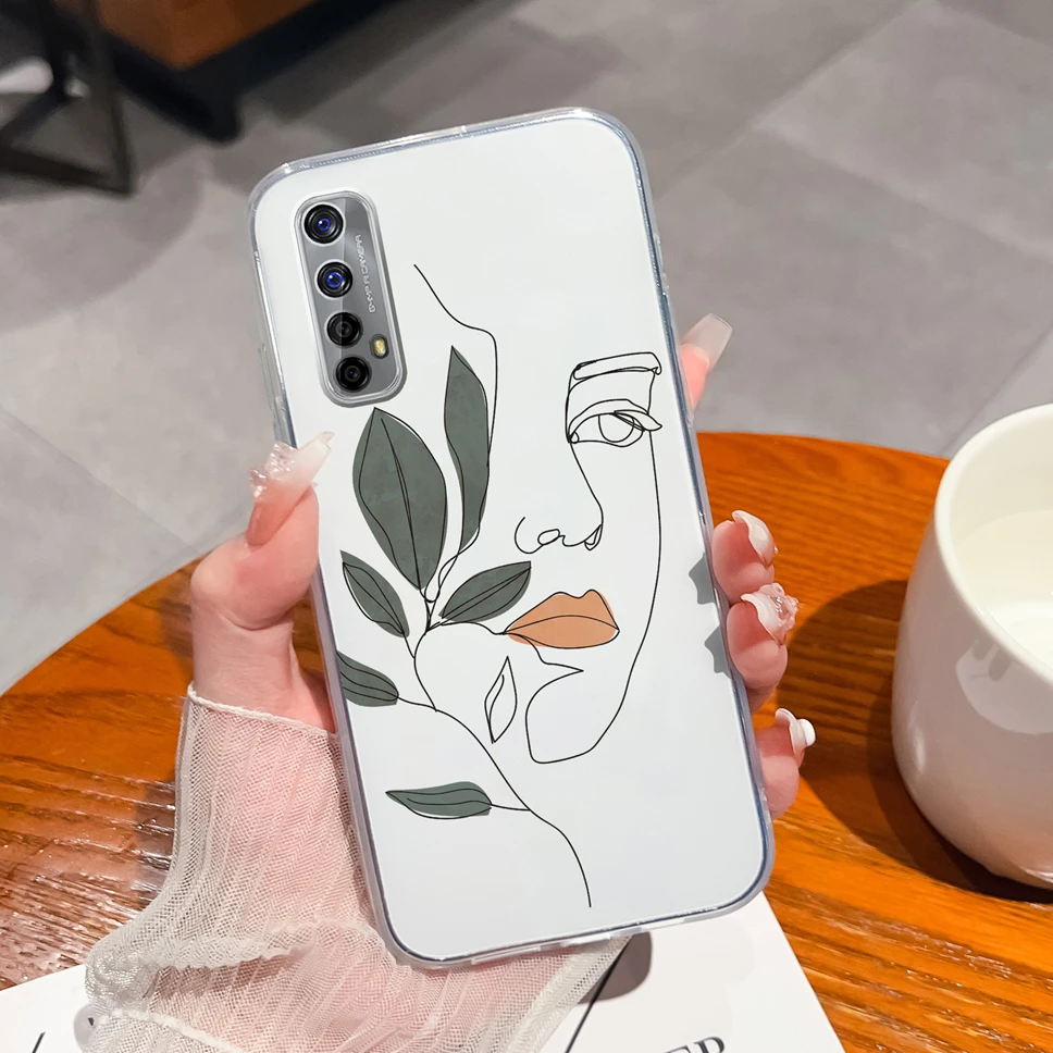 Gradient Flowers Pattern Soft Clear TPU Silicone Phone Case