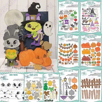 Scrapbook Fantasma di Halloween Zucca Ape Faccia Nuovo Metallo Fustelle Timbri Trasparenti Decorazione Fai da Te Carta di Carta Album Goffratura Mestiere