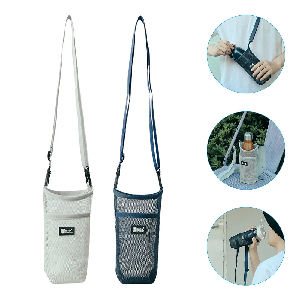 

2 Pcs Bottle Cap Water Cup Set Mesh Bag Travel Suspend Convenient Bags Nylon Kettle Pouch