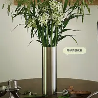 9x28Hcm SUS304 Stainless Steel Vase Decorative Centerpiece For Home or Wedding (Silver) 2