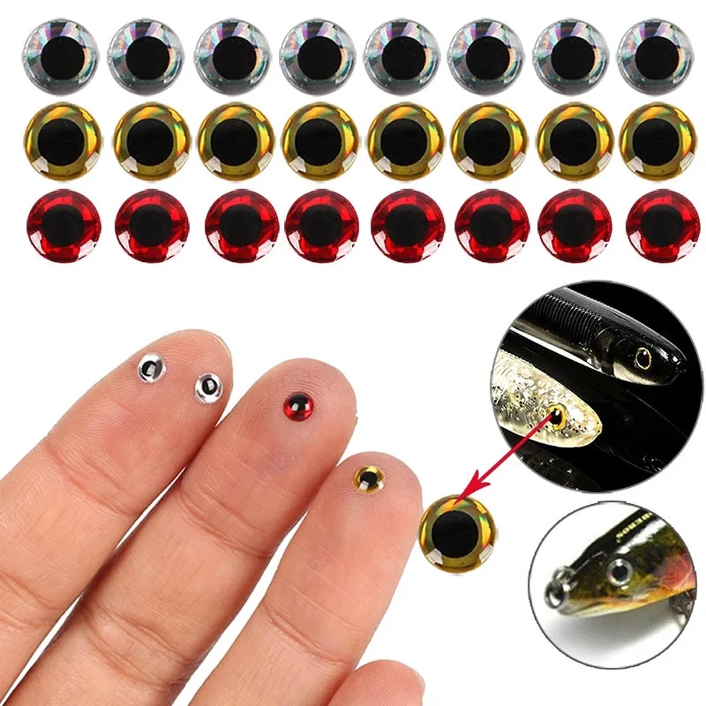 

Fishing Tackle 3mm 4mm 5mm 6mm 100pcs/lot Eyeball Holographic Fishing Lure Eyes Artificial Fish Eyes DIY Eyes 3D Fish Eyes