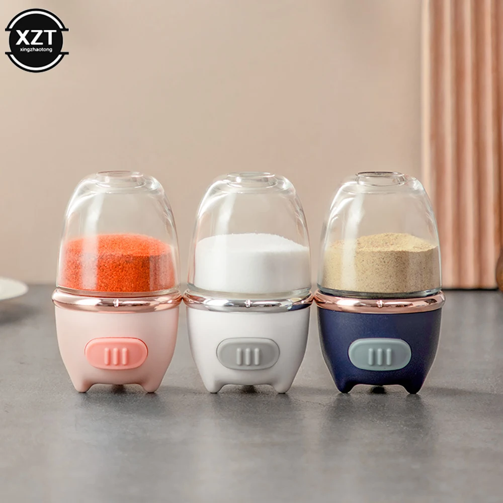 Push-type Salt Dispenser Sugar Bottle Spice Pepper Shaker Can Jar PushType Seasoning Container Kitchen Gadgets