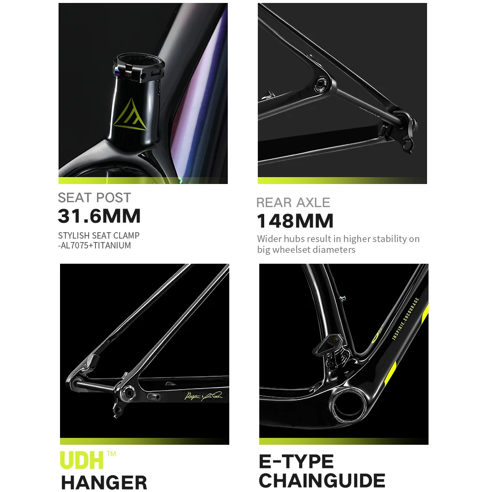 Bicycle Frame lexon UDH Carbon Frame 29er Mountain Bike 142/148*12mm MTB Frames 1079g BOOST 15/17/19inch