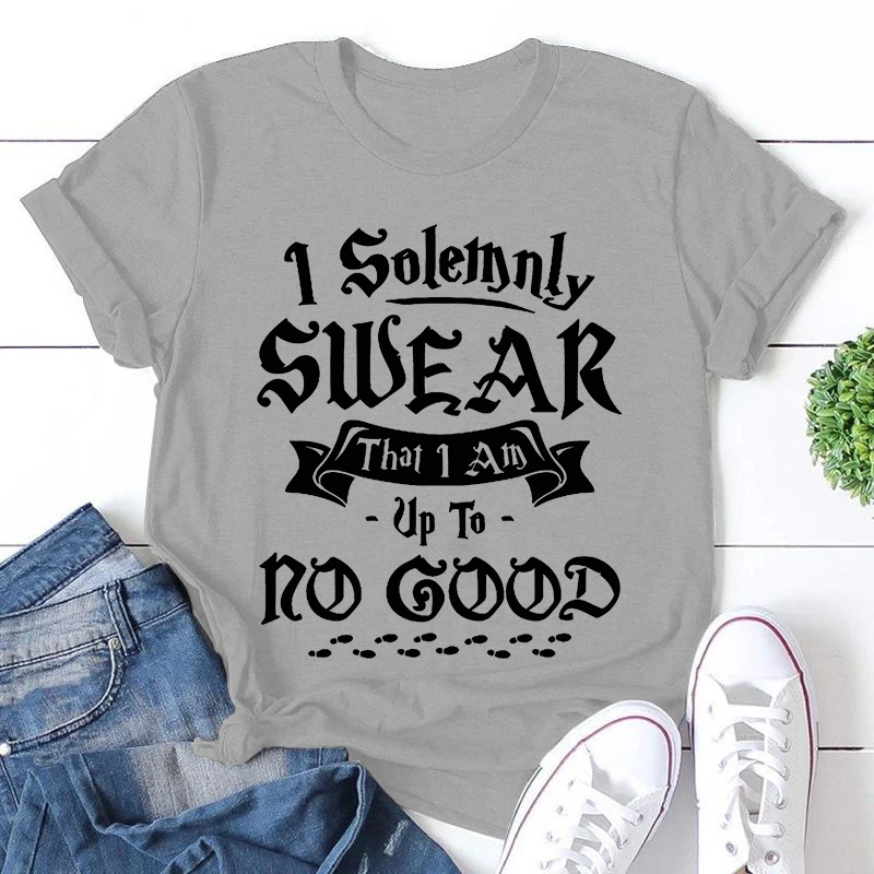 Playful I Solemnly Swear That I Am Up To No Good Graphic Tee - Unisex Summer Casual T-Shirt