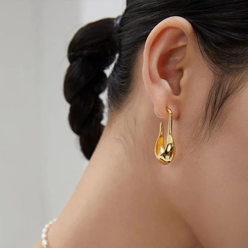 Creative Hollow Irregular Earrings for Women Gold Plated Stainless Steel Geometric Statement Earring Beach Party Jewelry Gifts