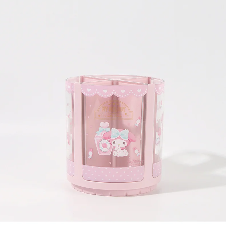 sanrio caneta suportes kawaii minha melodia kuromi cinnamoroll rotativo caneta titular titular escova de maquiagem menina canetas titular caixas