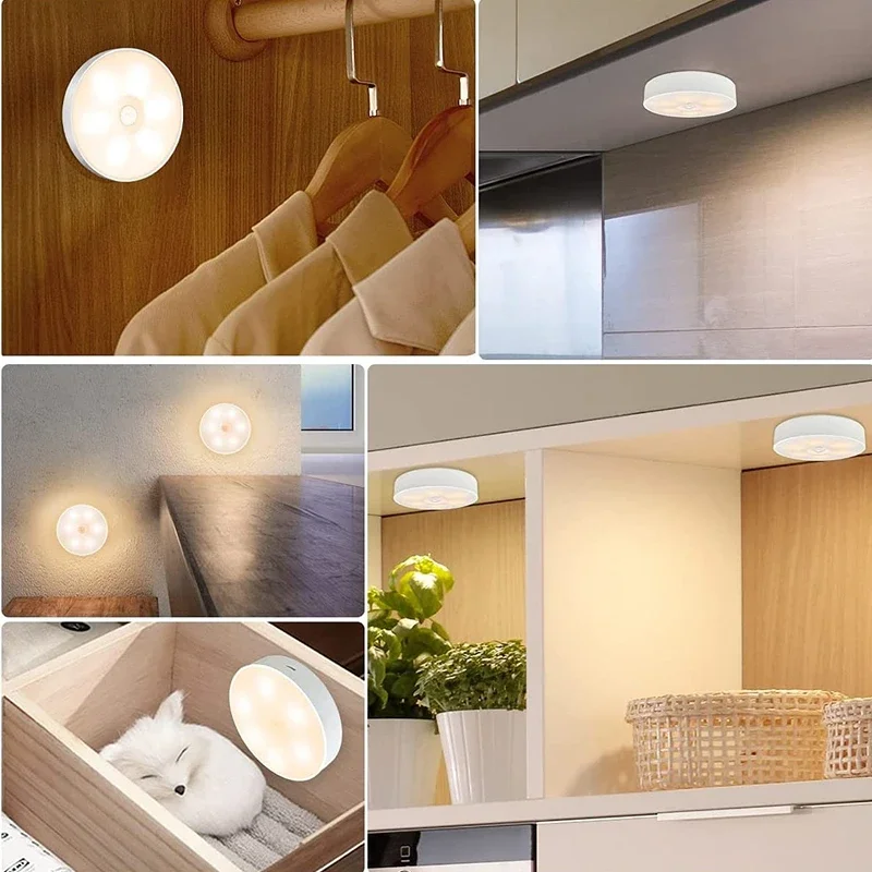 LED Smart Human Body Sensor Night Lights Emergency Automatic Lighting USB Charging Wireless Magentic Suction LED Cabinet Lights