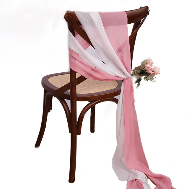 Ceinturage de Chaise en Mousseline de Soie Rose, Housses de Chaises de Mariage, Rubans pour ixd'Anniversaire, Cérémonie PréChristophe, Décor d'Allée, 17x275cm, 12 Pièces 3