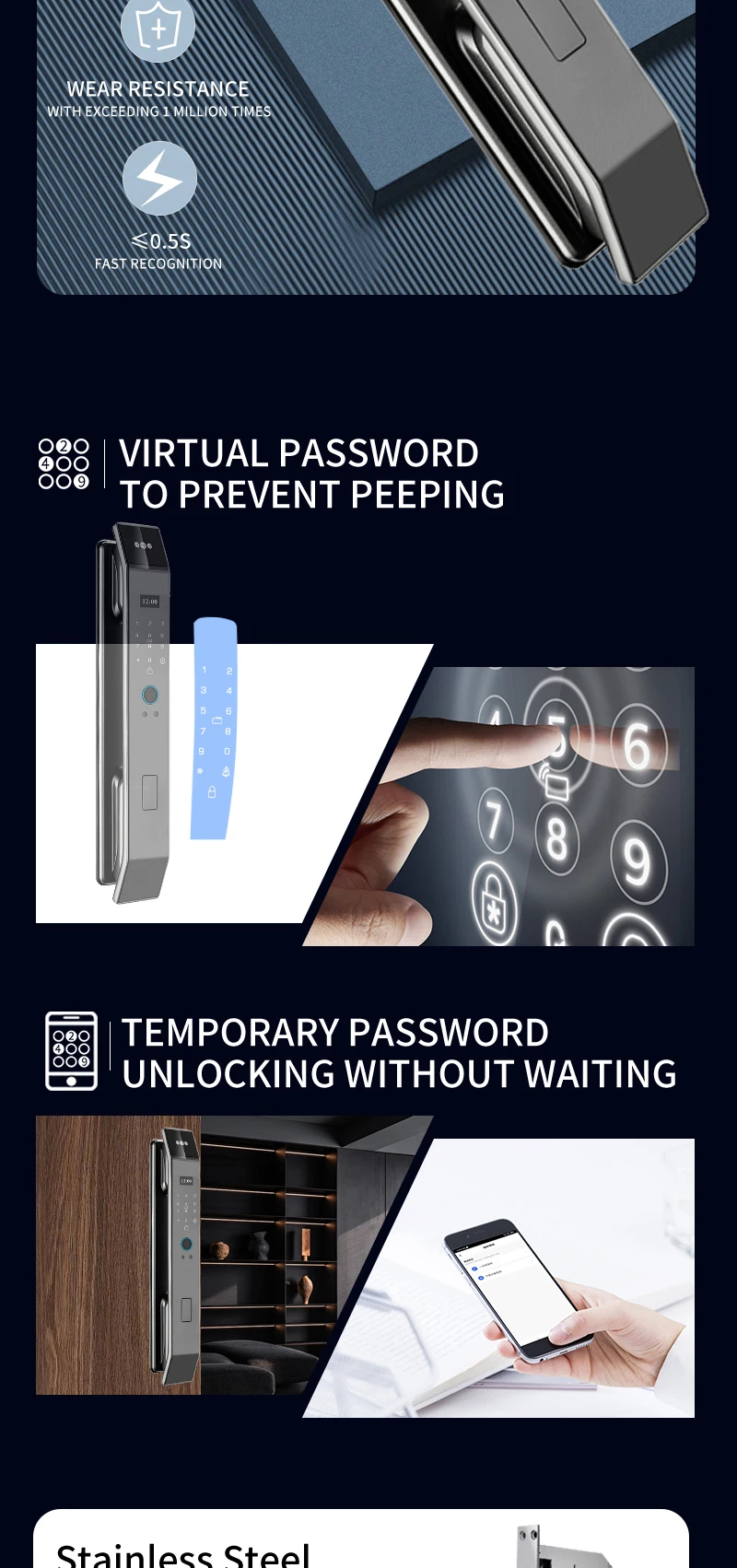 XSDTS Wifi Tuya APP Face Recognition Smart Door Lock with Camera Video Call Voice Intercom Digital Door Lock Automatic Door Lock