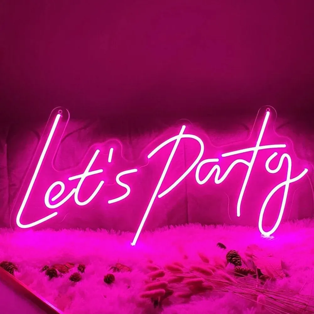 

Lets Party Neon Sign - Party Decor, LED Neon Sign, Pool Party Sign, Garden Party Sign, Home Bar Neon Sign, Light Word Sign