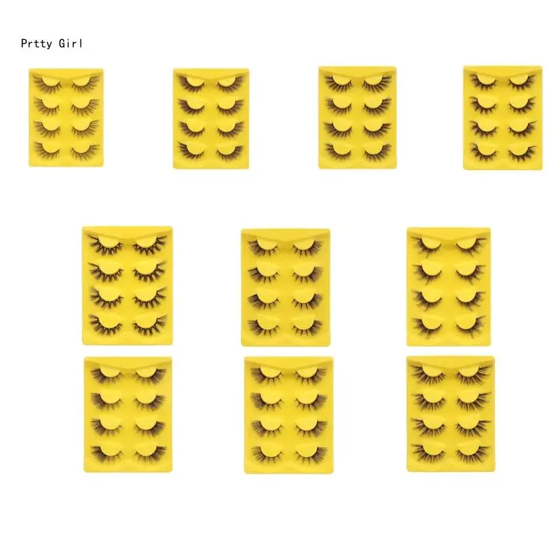 

4 пары накладных ресниц с лисами, тонкие кошачьи глаза, искусственные норковые ресницы, нечеткие накладные ресницы D2TA