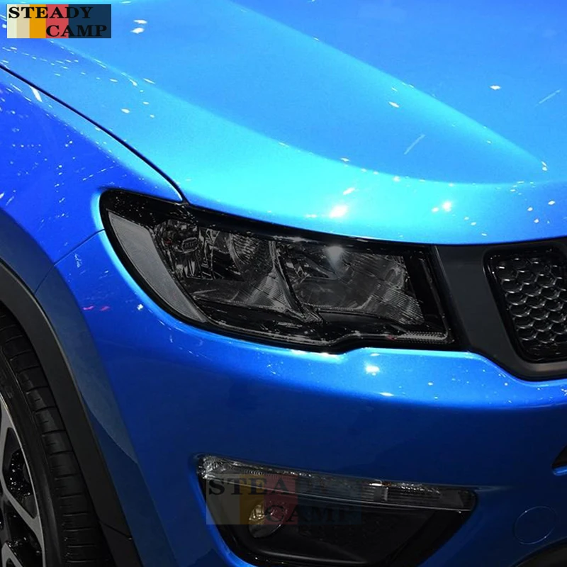 

Car Headlight Protective Film Smoked Black Tint Wrap Vinyl Transparent TPU Sticker For Jeep Compass 2017 2018 2019 2020 2021