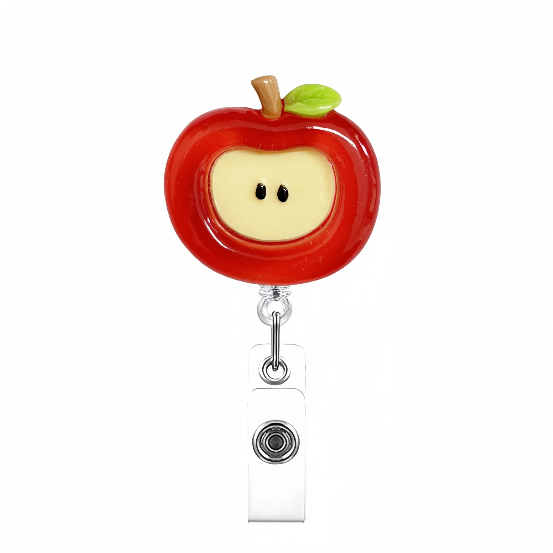 Retractable ID Badge Holder Reel With 360° Swivel Clip - 62cm Cord, Cute Food Design, For Nurses, Teachers, Office