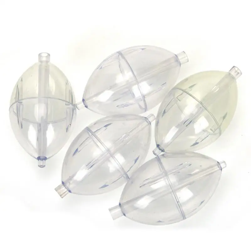 5pc Fishing Clear Float Buoy Slip Bobber Strike Indicator PVC Plastic Oval Float Slip Cast Spin Surface Bubble Float Transparent