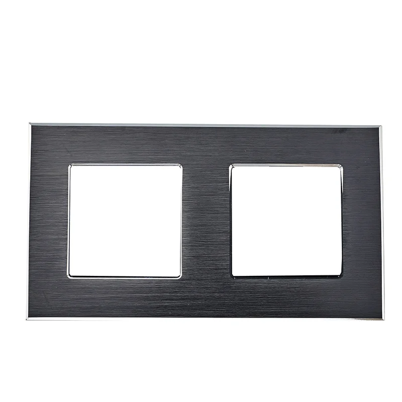 Tempered Glass Frame Three Color 86*86mm Single Double Tripled Quadruple Aluminum Frame for Socket Part
