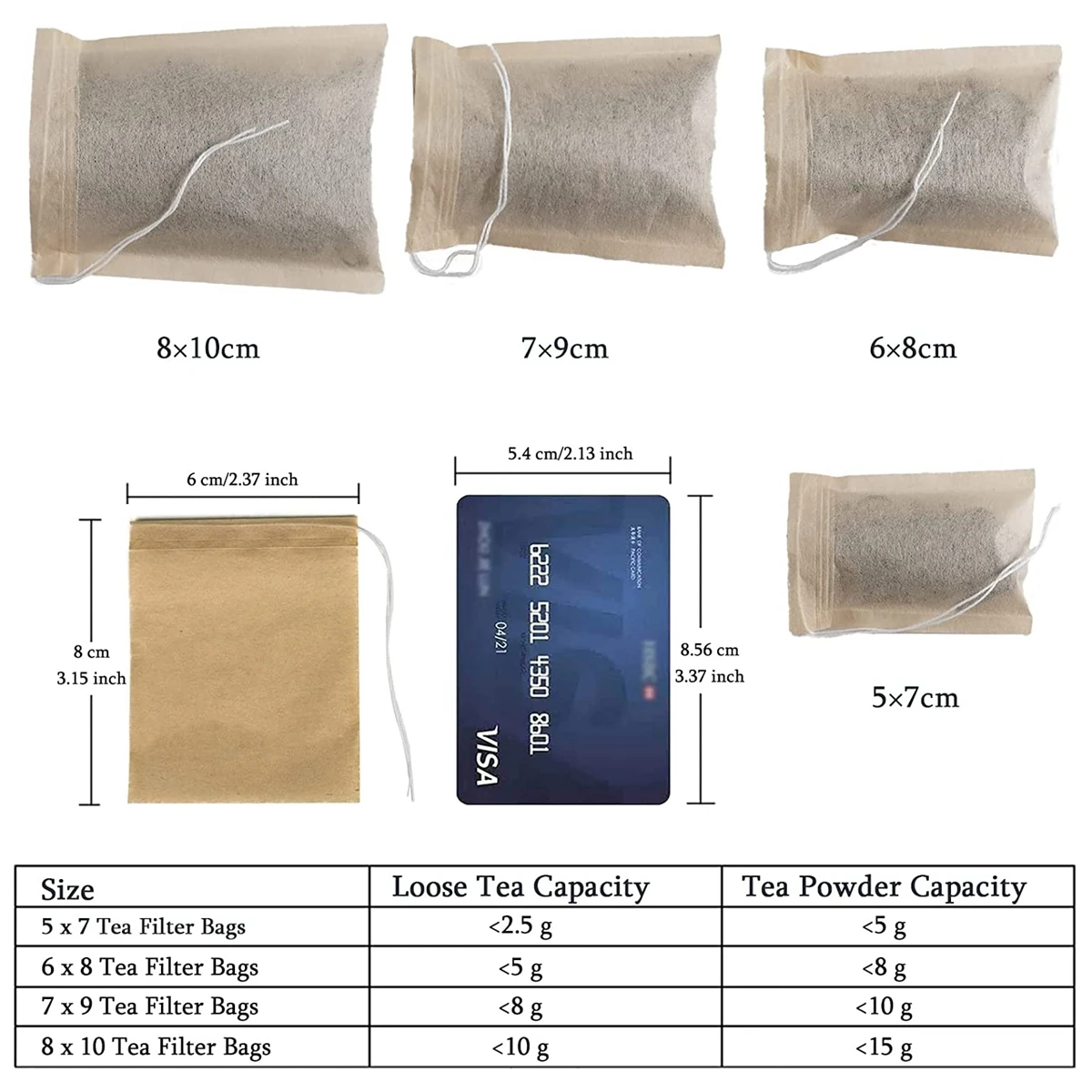 Tea Bags 500Pack For Loose Leaf Tea Disposable Empty With Drawstring Natural Wood Pulp Filter