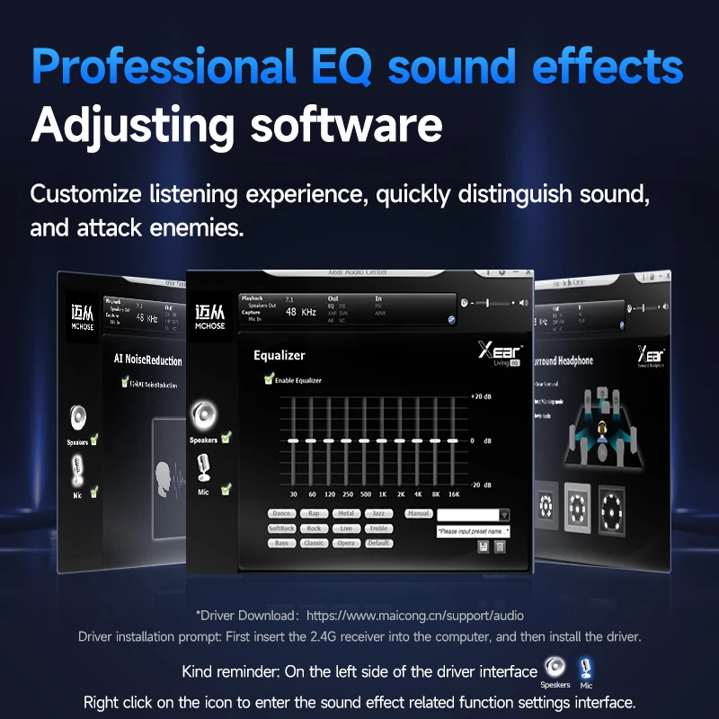 سماعات ألعاب MCHOSE V9 Pro 2.4G BT5.3 سماعة رأس BT...