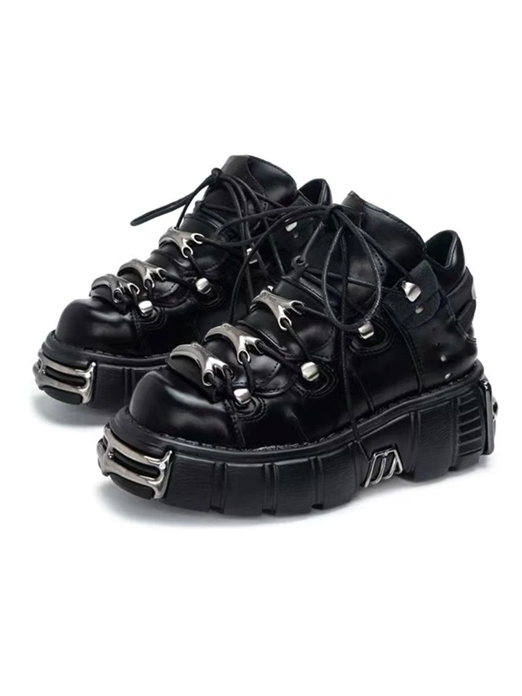 AYUSTONG Brand Punk Style Women Shoes Lace-up heel height