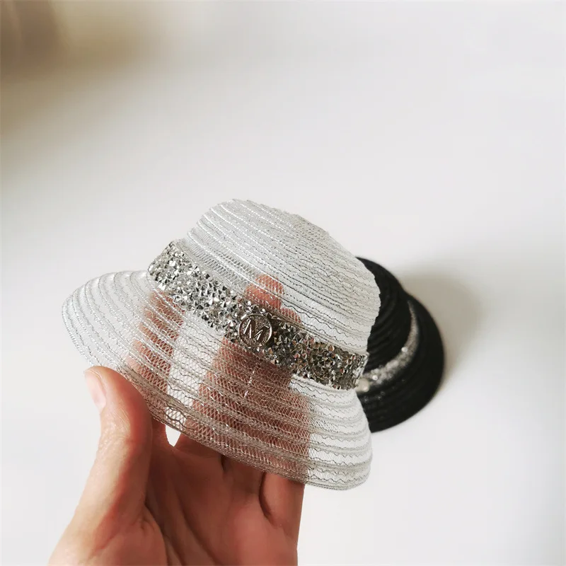 Doll Accessories Straw Hat Bell Shaped Hollow Out Toy Hat Children Cartoon Toy children s empty top hat big brim sunscreen foldable children s straw hat travel vacation beach bunny ears peaked hat
