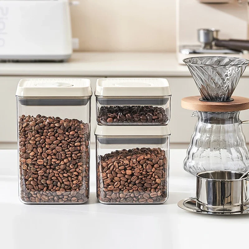 

Coffee Bean Sealed Can Press Extraction Sealed Container Airtight Container Grade Healthy Material Transparent Grain Storage Box
