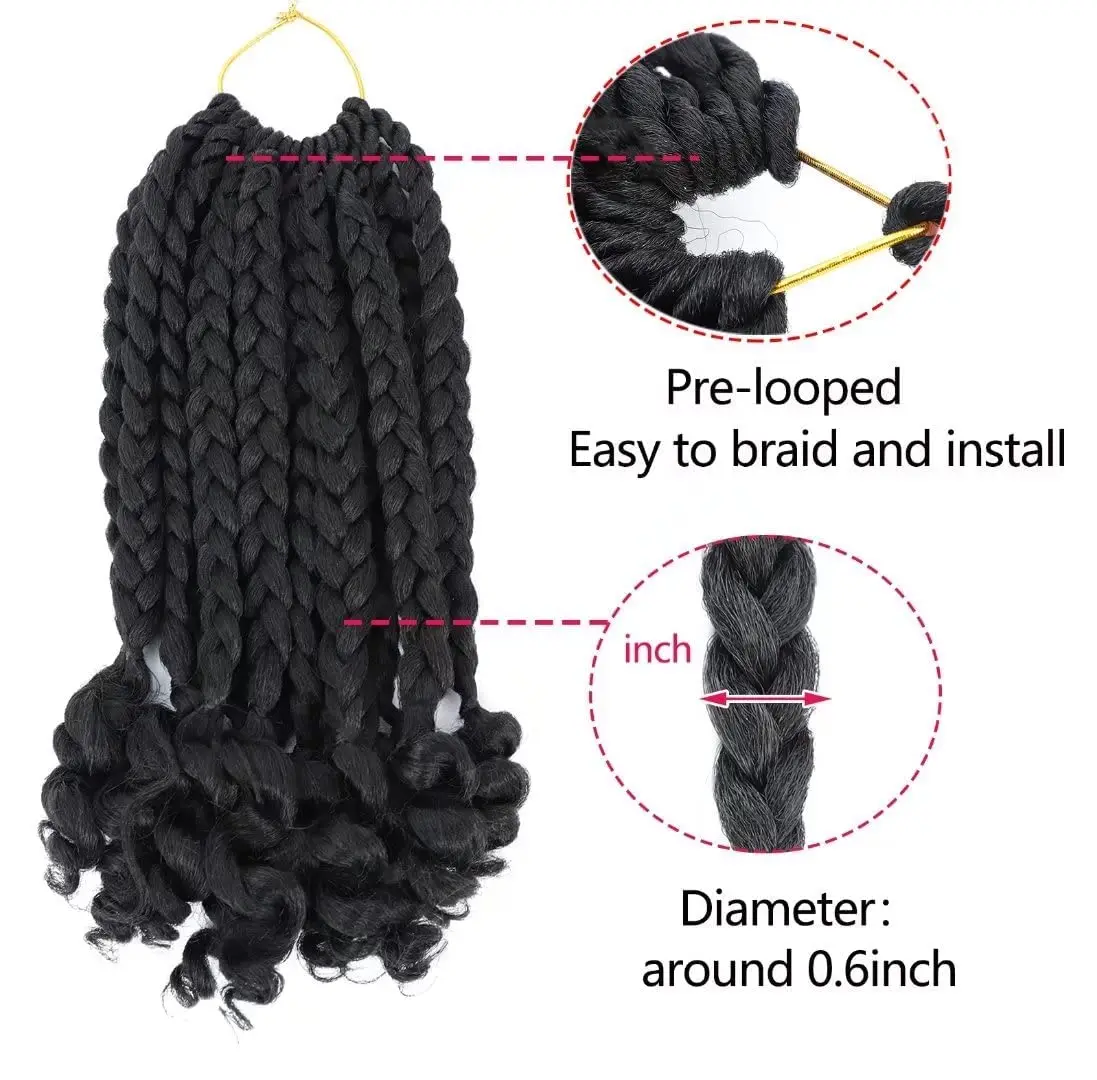 10 Inch Bob Box Braid Crochet Hair with Curly Ends 1/5/6 Packs Synthetic Hair Crochet Braid Hair for Black Women 3