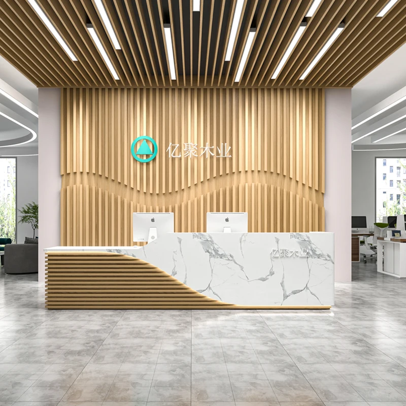 Wooden Reception Desks Supermarket Lecture Bench Shop Counter Reception Desks Office Comptoir De Caisse Boutique Bar Furniture