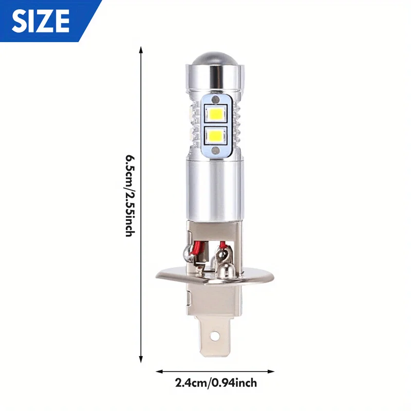 2 個 H1 LED 自動ヘッドライト電球 8000K 100W ブルーブライトカーフォグランプ、バッテリーなし