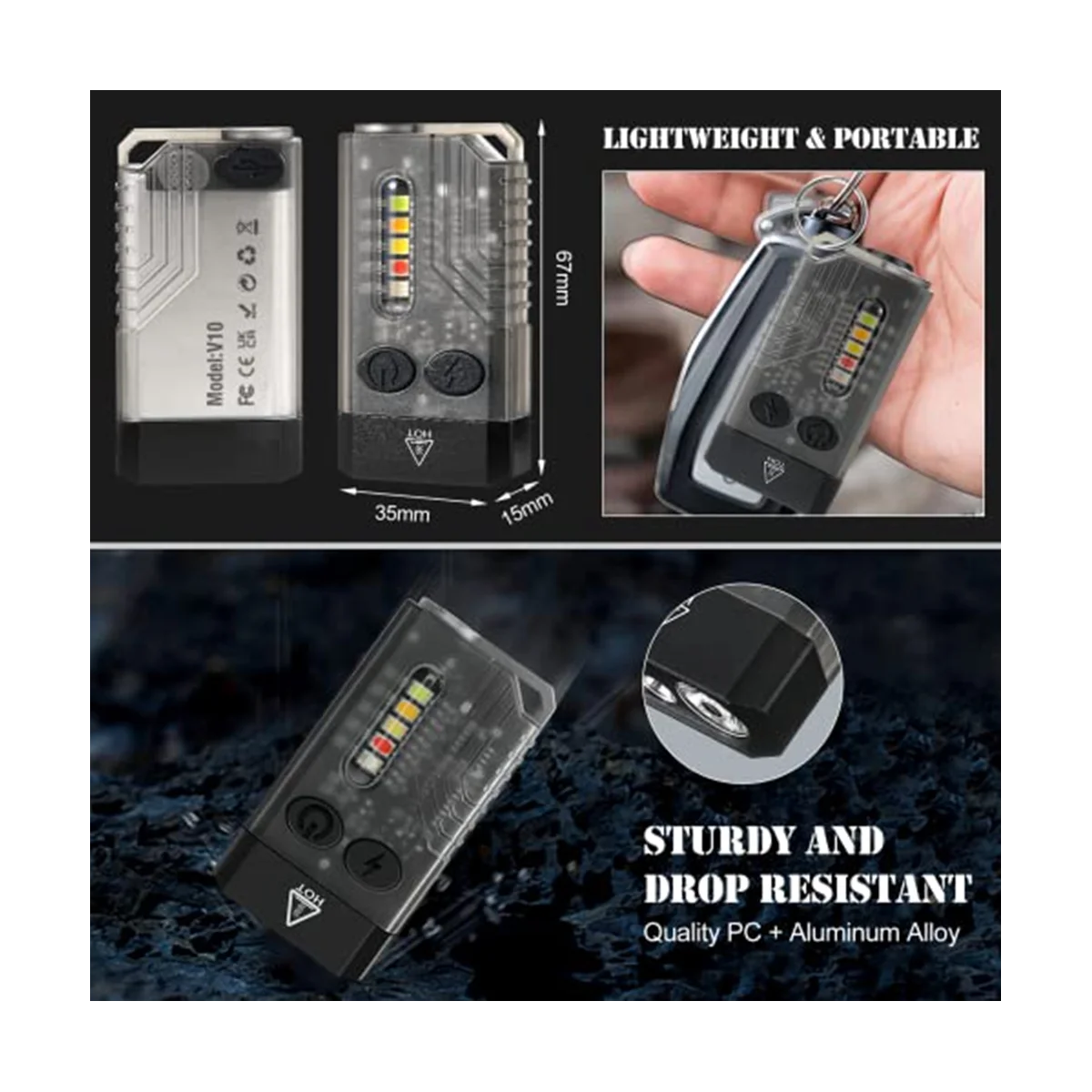

LED Keychain Flashlight Rechargeable Pocket Flashlight 13 Light Modes 1000 High Lumen IPX4 Mini Flashlight