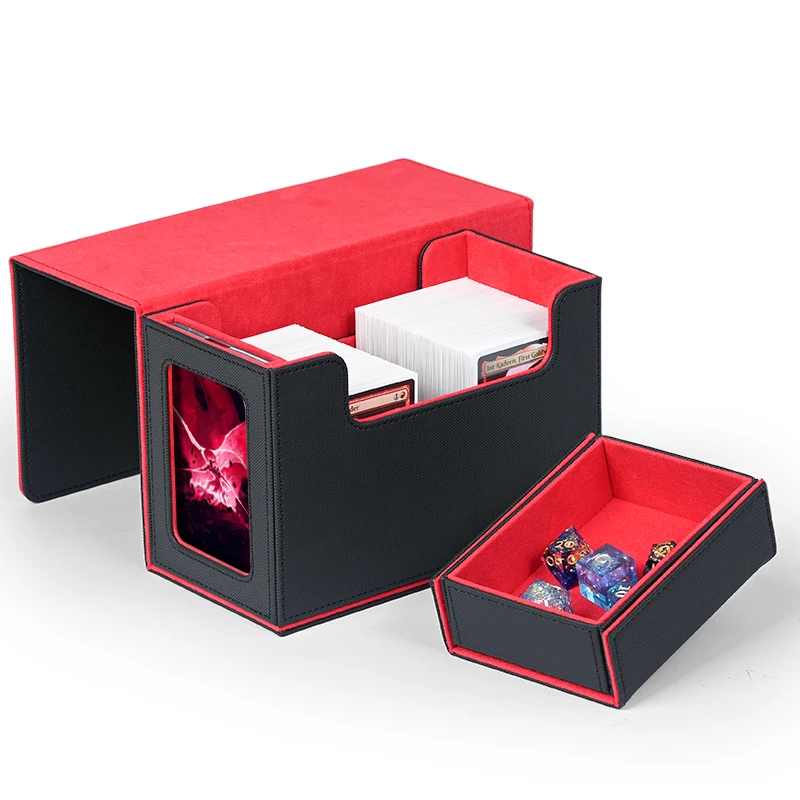 yugioh deck box with dice tray UAONO Card for MTG, 5 in 1 Card Deck Case Holds 800+ Unsleeved Cards, Strong Magnet Organizer Compatible with TCG Sports (Black Green) : Toys & Games Fits Sleeves of up to 95mm x 70mm (3.74 x 2.76) Deck Tray Internal Dimensions Monster Wooden Deck Box w